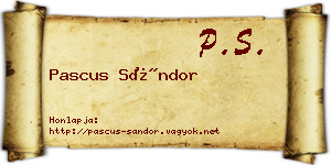 Pascus Sándor névjegykártya